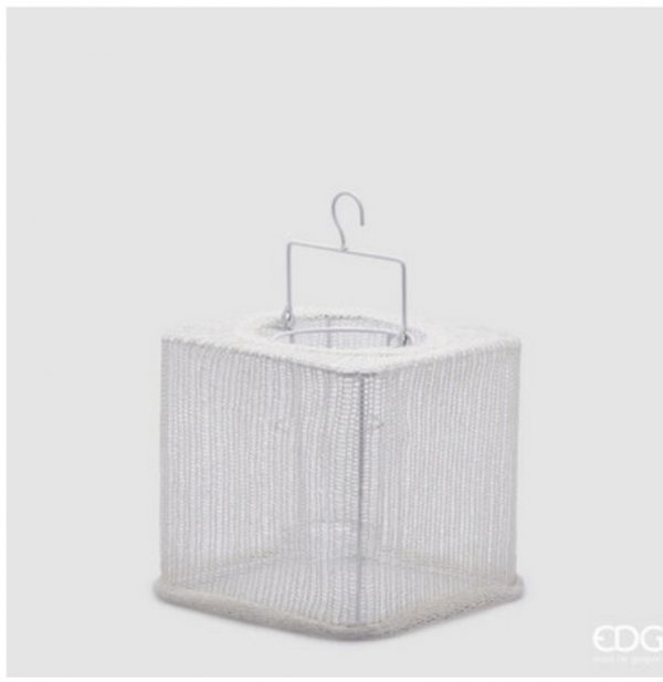Lanterna tessuto cubo c/manico H22 l22 l22