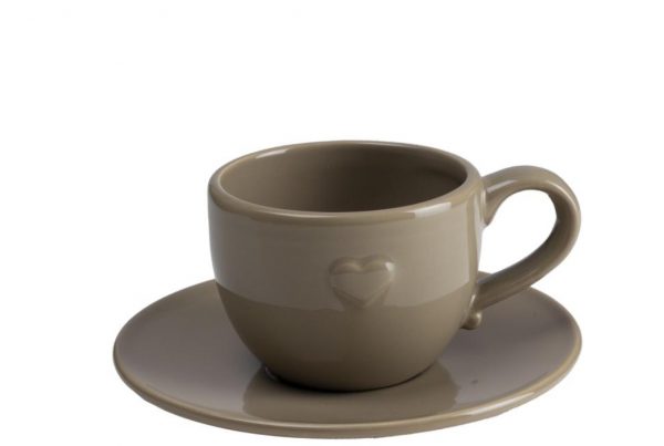 Tazza caffe' con piattino color fango D7L10H5,50