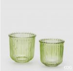 Vaso vetro rigato set 2 pezzi D12 H12