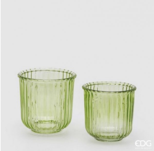Vaso vetro rigato set 2 pezzi D12 H12