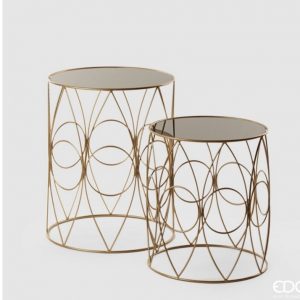 Tavolo rotondo metallo set 2 pezzi H57 D46