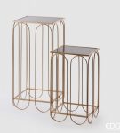 Tavolo ferro/vetro  set 2 pezzi  L36 H75
