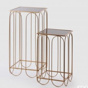 Tavolo ferro/vetro  set 2 pezzi  L36 H75