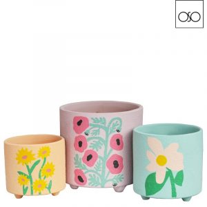 S/3 vaso cilindro "Blossom" ceramica 3 colori 17,00XH16,50