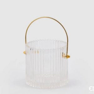 Lanterna righe con manico oro H10 D10