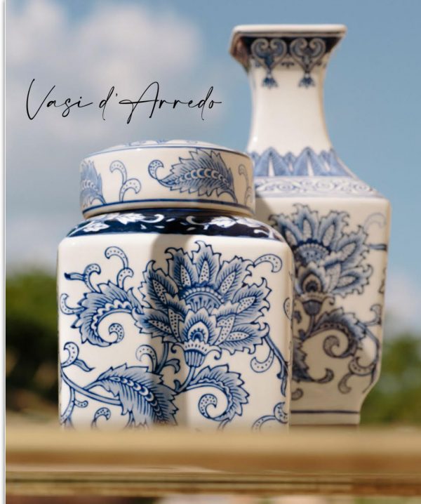 Scatola cinese Fang ceramica blu D18 H 22