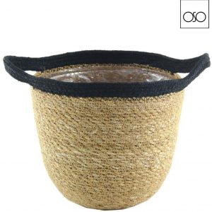 Cesta portapianta bordo nero con manici small D19  H20