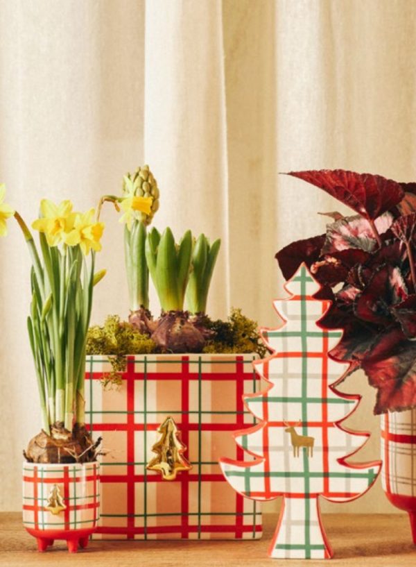 vaso scottish su piedini ceramica red 14x12x14H