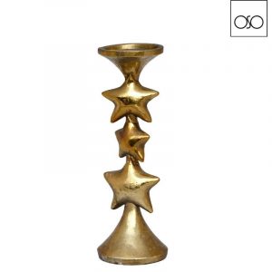 Candelabro 3 stelle resina oro 10,50cm x 31,50H