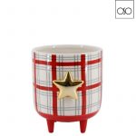 vaso scottish su piedini ceramica red 14x12x14H