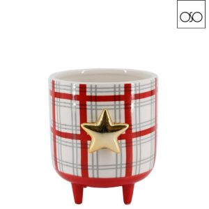 vaso scottish su piedini ceramica red 14x12x14H
