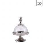 Alzata bassa stuart con campana in vetro intagliato metallo argento 13,00xh17,00
