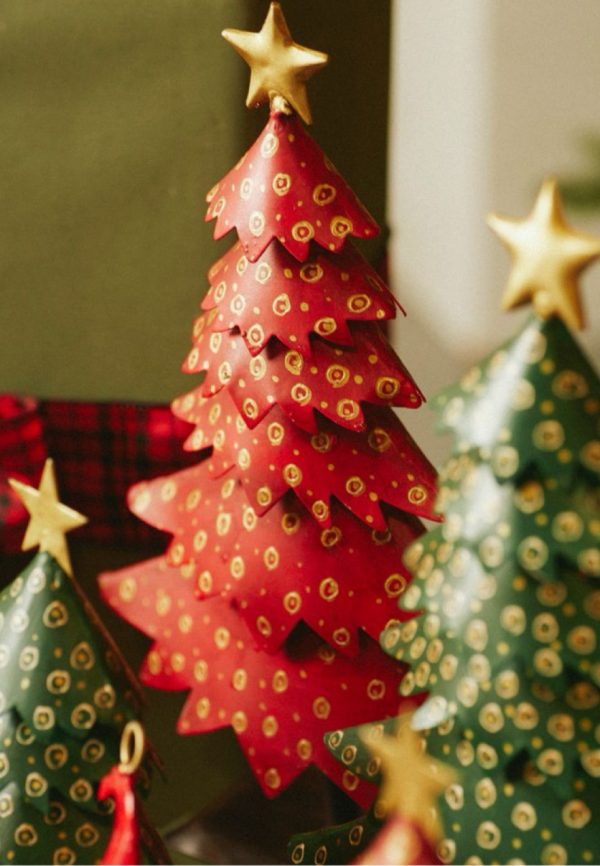 Albero natale decorato metallo verde 23X9X34H