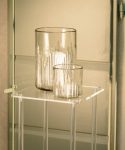Vaso cilindro rilievo righe xs vetro trasparente 9,50cmxh9,50cm