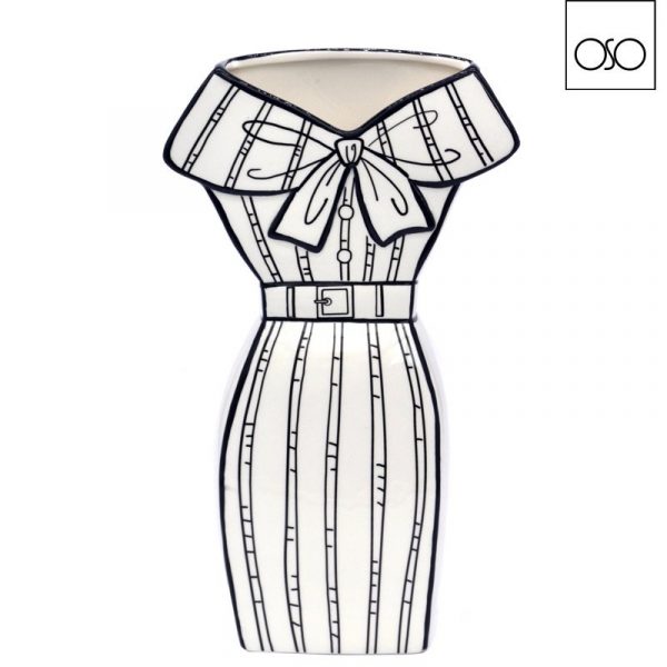Vaso graphic Dress Code  ceramica bianco 18,00X8,30XH30,50