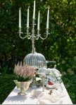 Alzata bassa stuart con campana in vetro intagliato metallo argento 13,00xh17,00
