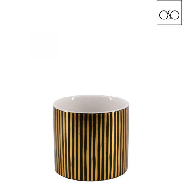 Vaso portapianta Striped small ceramica nero 10,00XH9,00