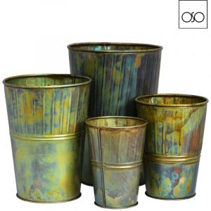 Portafiori rigato setx4 metallo verde 18,00x14,00xh25,00