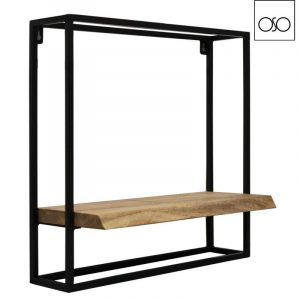 Struttura in ferro da appendere con mensola legno naturale 50x20x50H