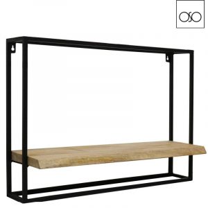 Struttura in ferro da appendere con mensola legno naturale 70x20x50H