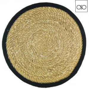 Sotto piatto bordato paglia nero d38,00cm