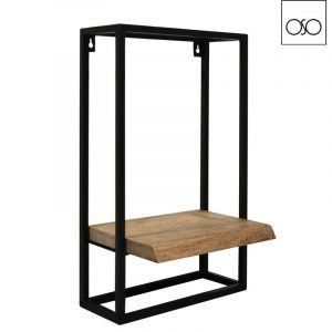 Struttura in ferro da appendere con mensola in legno naturale 30x20x50H