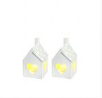Lanterna casetta set 2 pz c/luci led c/telecomando metallo 8,50x8,50x15H