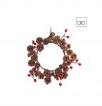 Corona naturale piccola c/pigne e bacche d32cm