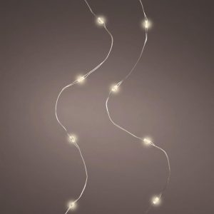 Corda micro led 10L metallo bianco caldo 45cm c/ batteria