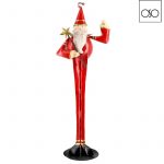 Santa gambe lunghe metallo rosso 19,00x13,00x55H