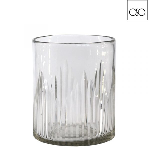 Vaso cilindro rilievo righe md vetro trasparente 15,00cmxh18,00cm