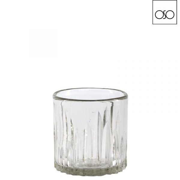 Vaso cilindro rilievo righe xs vetro trasparente 9,50cmxh9,50cm