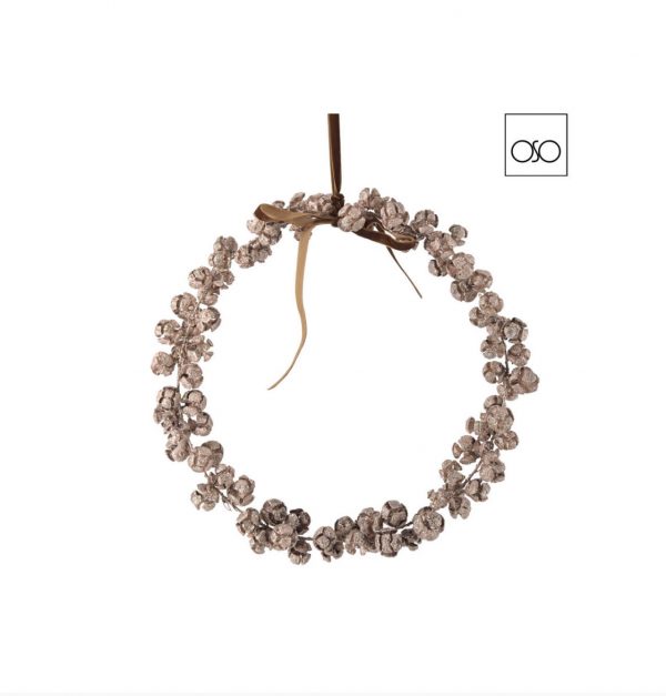 Corona naturale grande c/ frutti del cipresso oro cm31