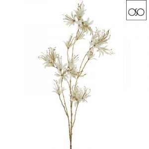 Ramo gigante Hibiscus c/glitter poliestere bianco 115 cm