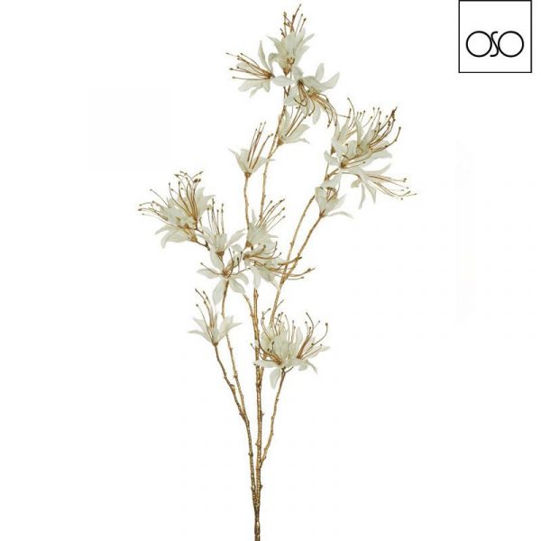 Ramo gigante Hibiscus c/glitter poliestere bianco 115 cm