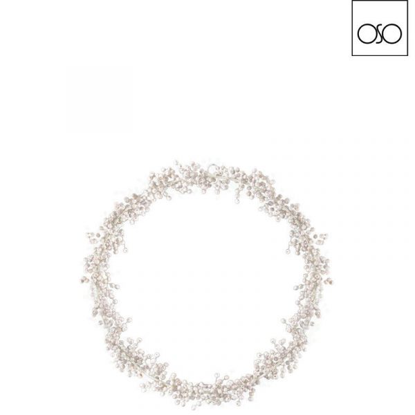 Corona piccola beads metallo bianco d20 cm