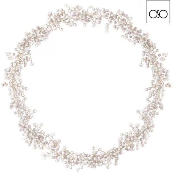 Corona grande beads metallo bianco  d35 cm