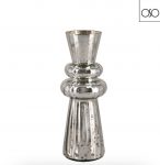 Vaso portafiori in vetro color argento 8,50xH26,00- Elegante decorazione in vetro color argento