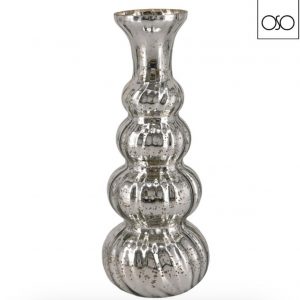 Vaso portafiori in vetro color argento 11,00xH30,00-Elegante decorazione per casa e ufficio