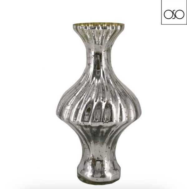 Vaso portafiori in vetro color argento 13,00xH28,00-Elegante decorazione per casa e ufficio