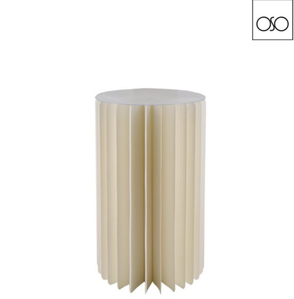 Colonna in carta plissettata con top in plastica colore bianco