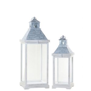 Lantrerna set2 base quadrata legno metallo 28x28x79,50H