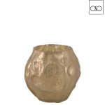 Porta tea light materico alto vetro d14x12H