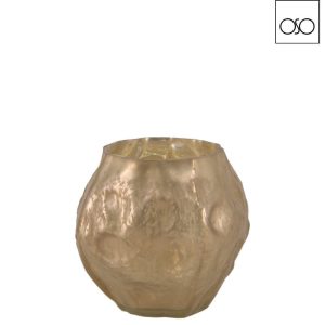 Porta tea light materico alto vetro d14x12H