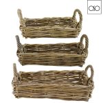 Set 3 vassoio rettangolare rattan 40,00x30,00x8H