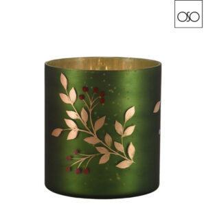 Vaso decorato piccolo vetro verde d10h10