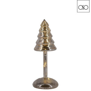Alberino stilizzato vetro argento c/led d9 H23,5