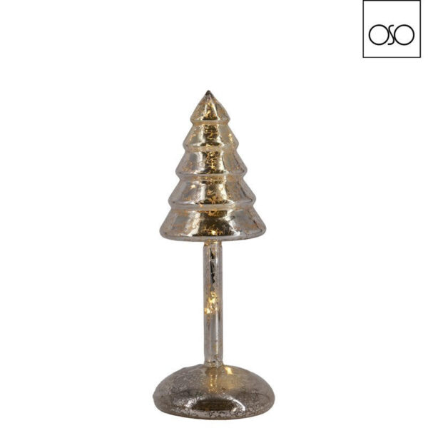 Alberino stilizzato vetro argento c/led d9 H23,5