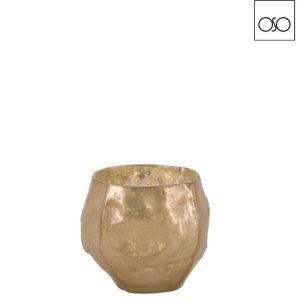 Porta tea light materico basso vetro cm 12x9H