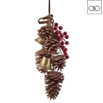 Pendente naturale c/pigne bacche e campane  cm 40